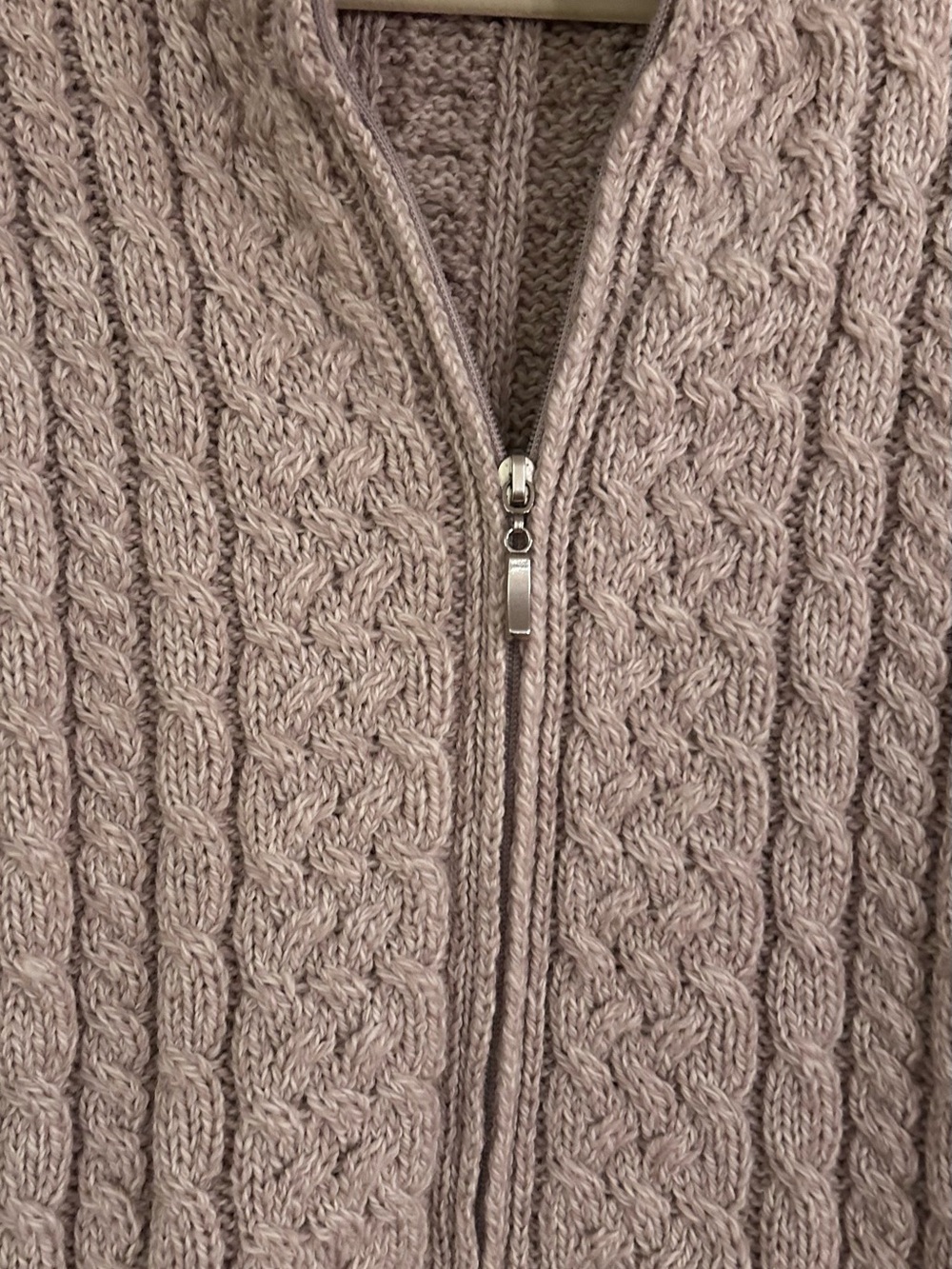 Inis Crafts Ireland Merino Wool Cardigan Sweater Size Medium Beige Cable Knit - Picture 3 of 8